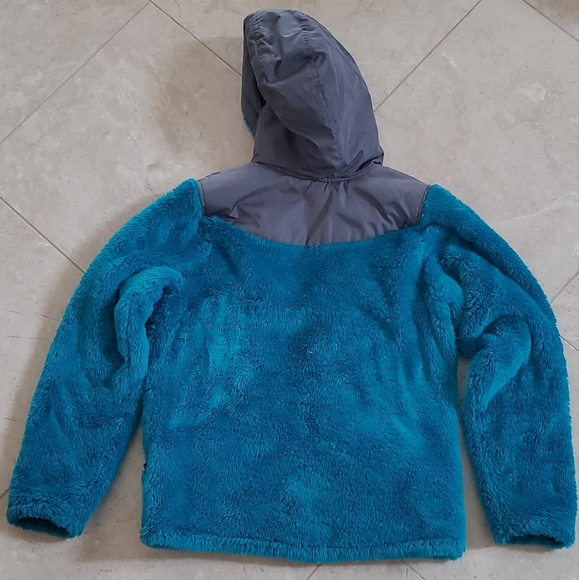 LANDS END FAUX FUR JACKET IN TEAL L 14 - Picture 2 of 6